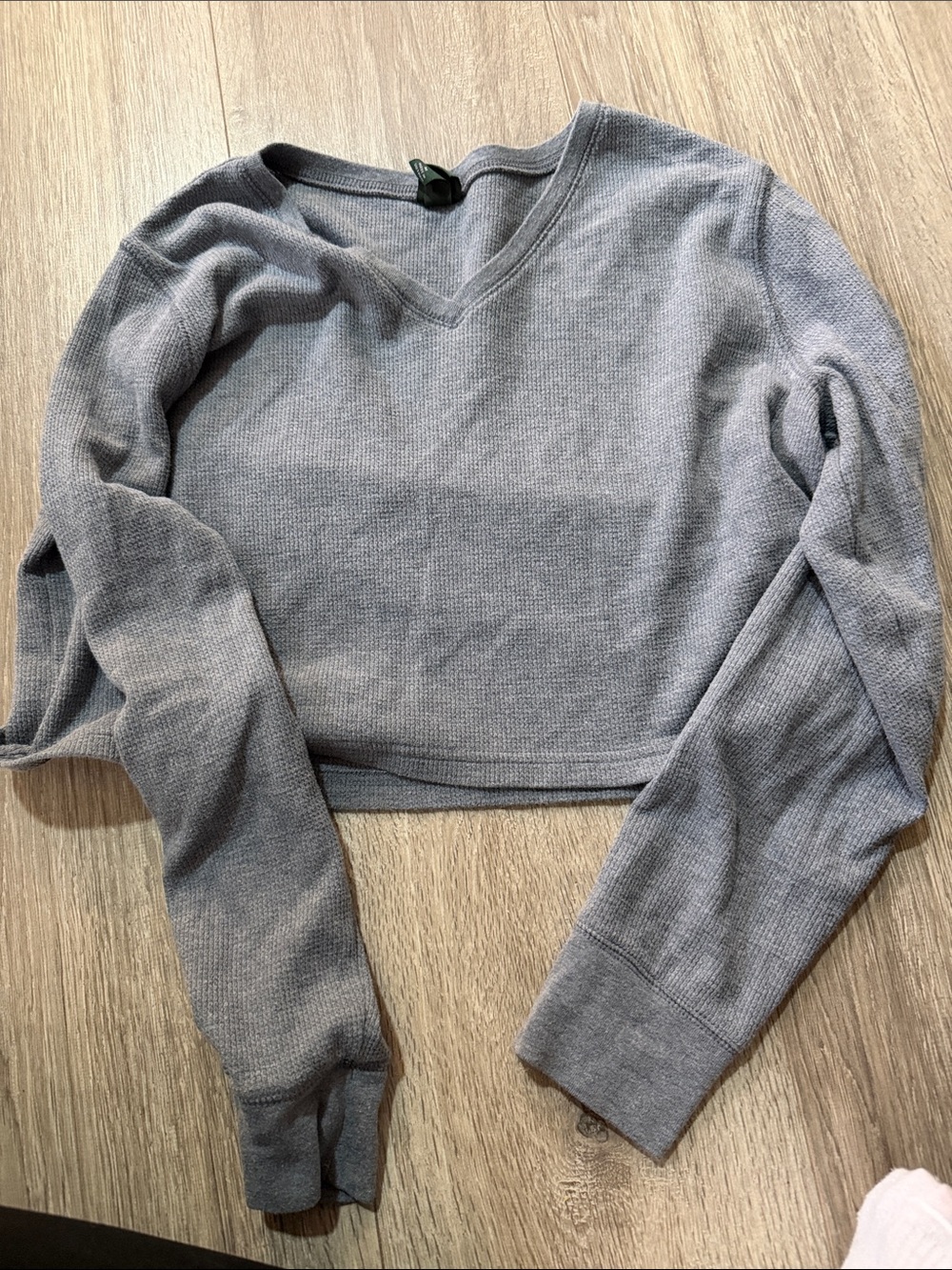 wild fable Gray V-Neck Waffle Knit Pullover